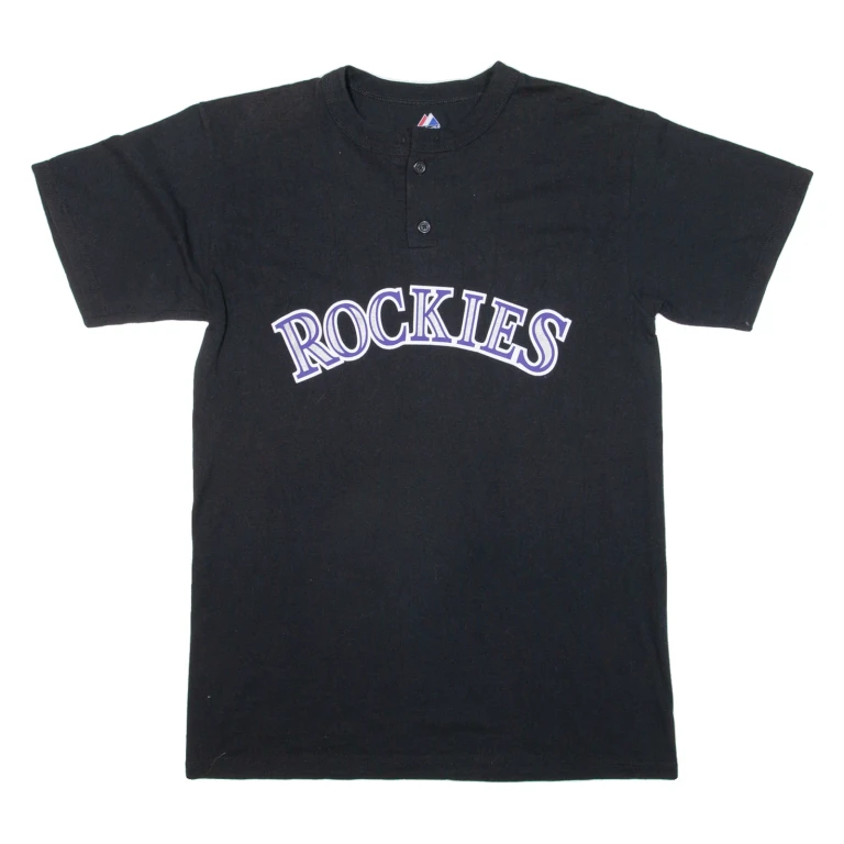 MAJESTIC Rockies Mens T-Shirt Black USA M