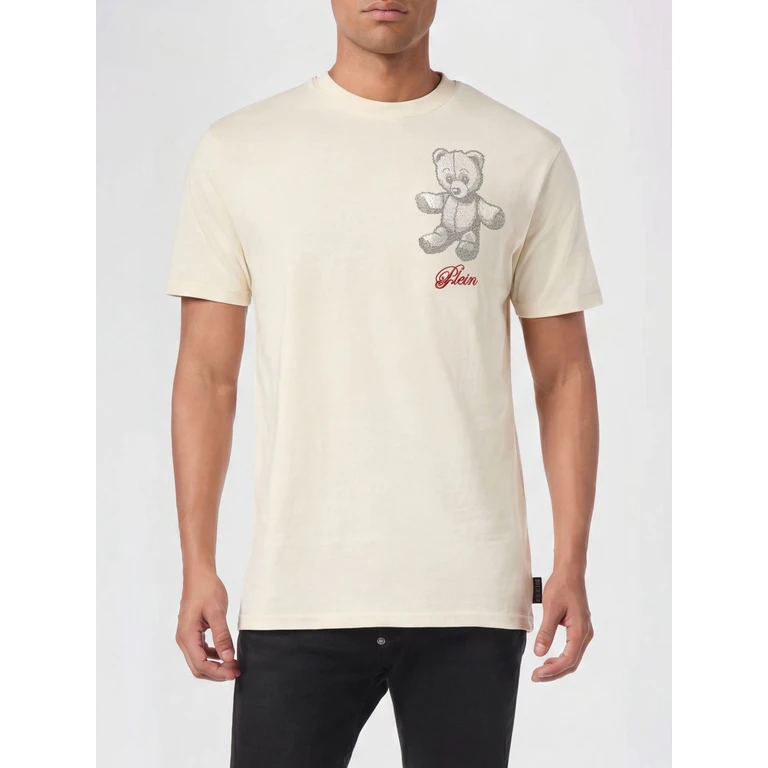 Cotton T-shirt with Teddy Bear Print and Rear Logo (FAECMTK8498PJY002N06)