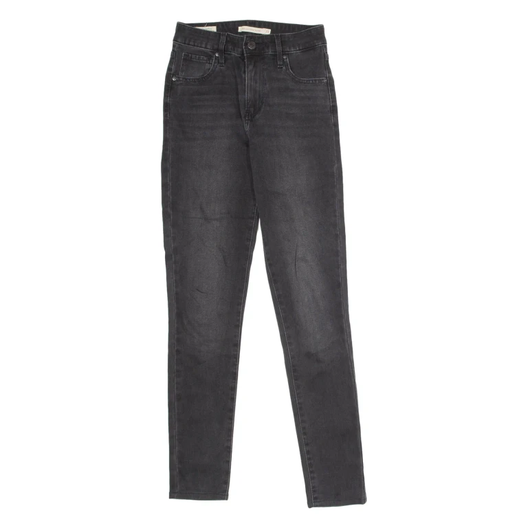 LEVI'S 721 High Rise Womens Jeans Black Regular Skinny Stone Wash W23 L30