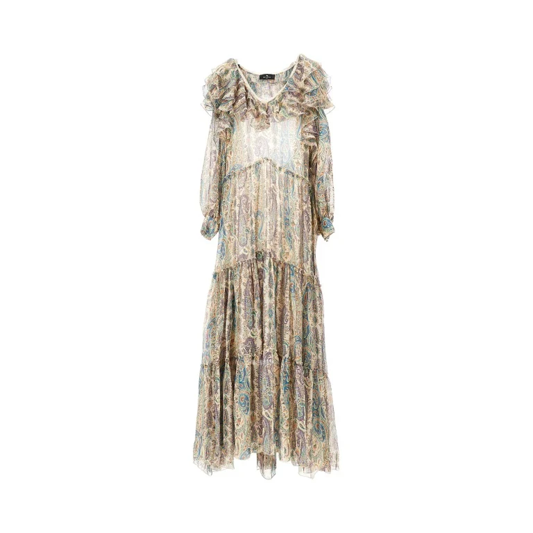 Robe longue Etro en soie à motif Paisley taille 40
