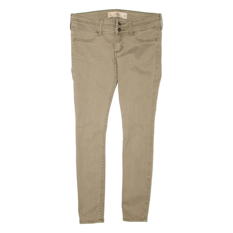 HOLLISTER Crop Womens Trousers Brown Regular Skinny W28 L26