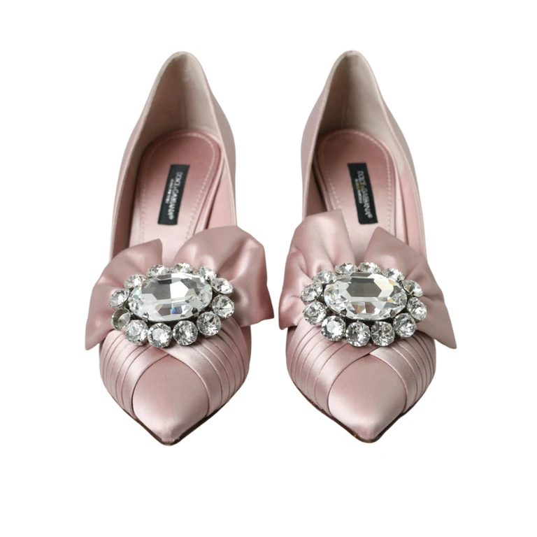 Dolce & Gabbana Pink Satin Crystal High Heels Pumps Shoes - Women