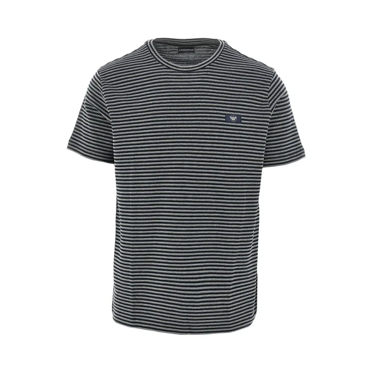 Emporio Armani Herren-Badeshirt aus Baumwolle mit Streifen