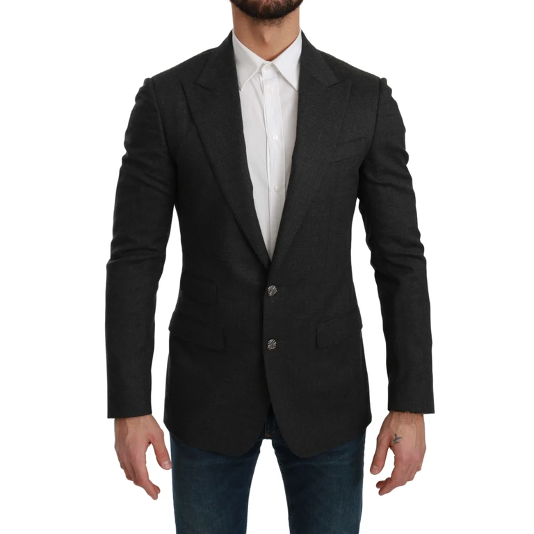 Dolce & Gabbana Gray Napoli Slim Fit Jacket Wool Blazer Nylon Cashmere Elastane Clothing - Men