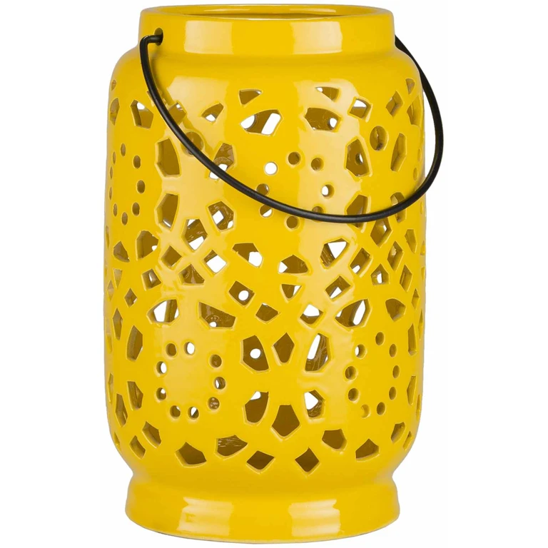 Jeiseyville Yellow Geometric Ceramic Lantern