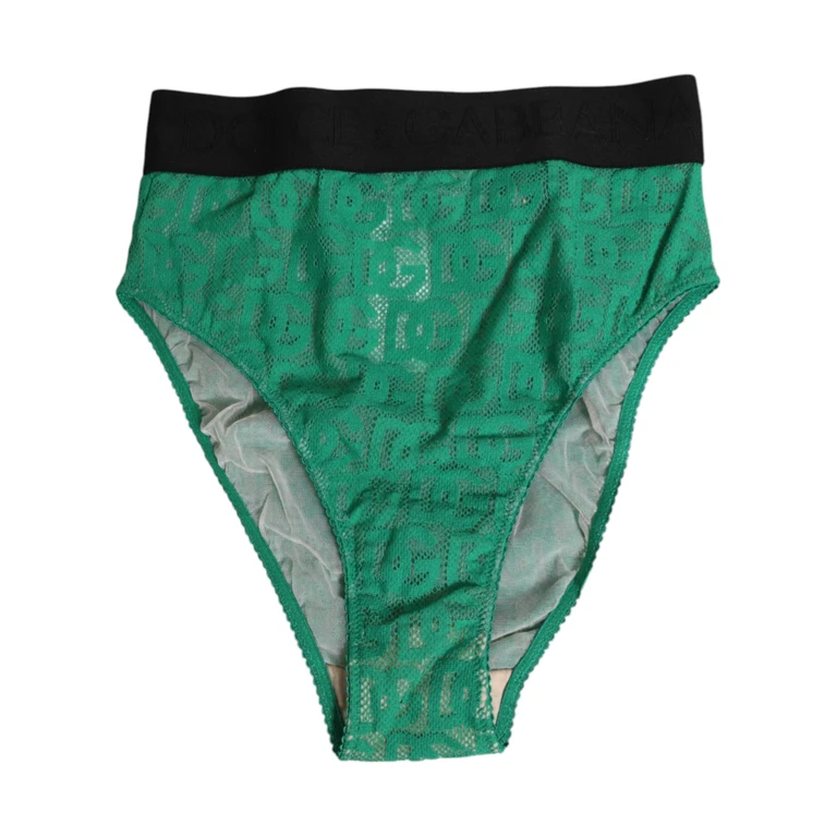 Dolce & Gabbana Green Dg Logo Lace High Brief Panty Underwear Cotton Clothing - Women