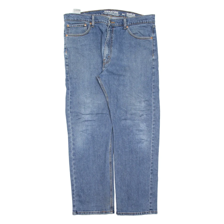LEVI'S Signature Womens Jeans Blue Regular Straight Stone Wash W38 L30