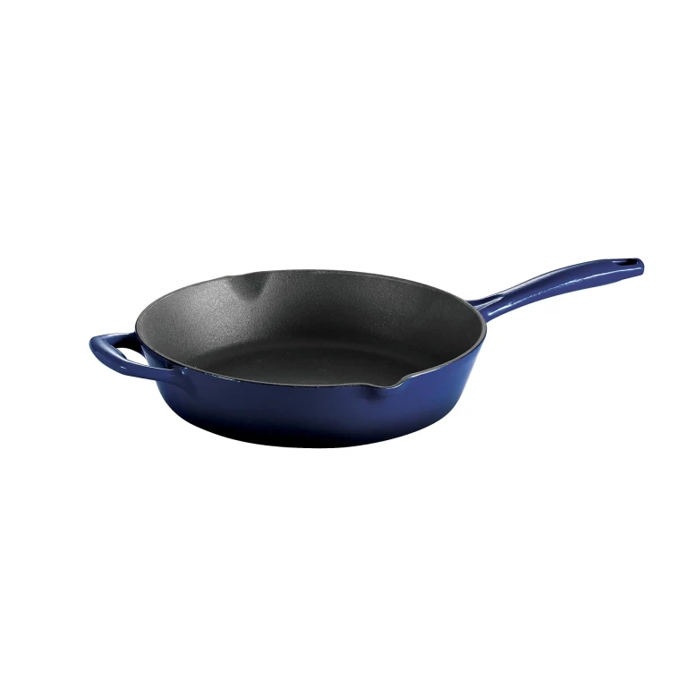 Bestow Enameled Cast Iron Skillet 10" Frying Pan (Blue)