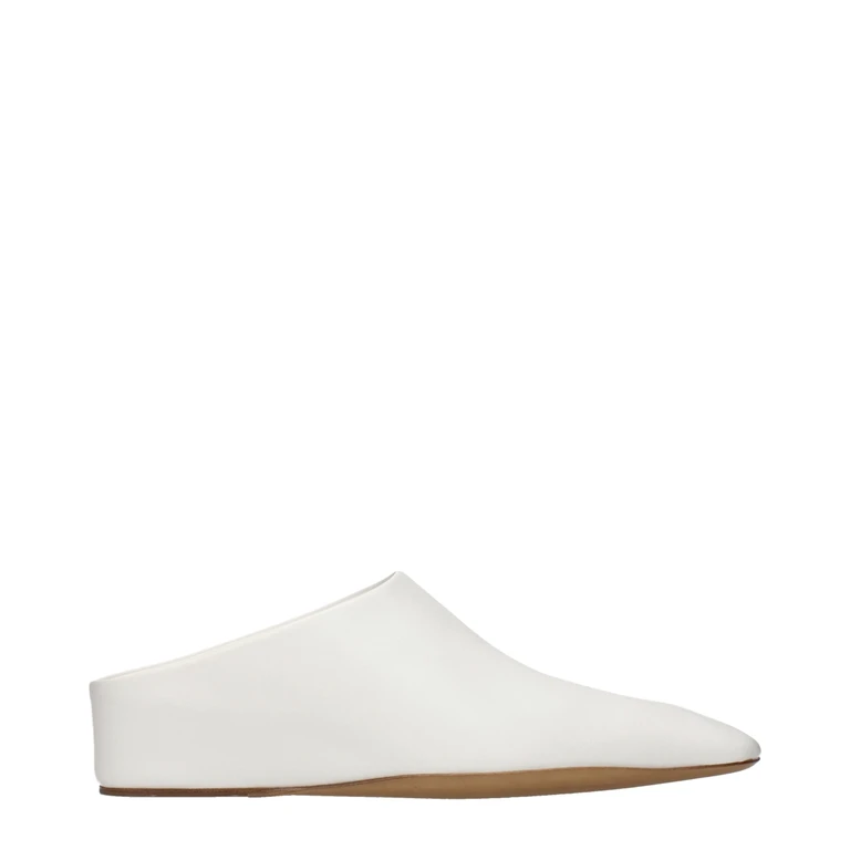 Jil Sander White Leather Slippers - Women