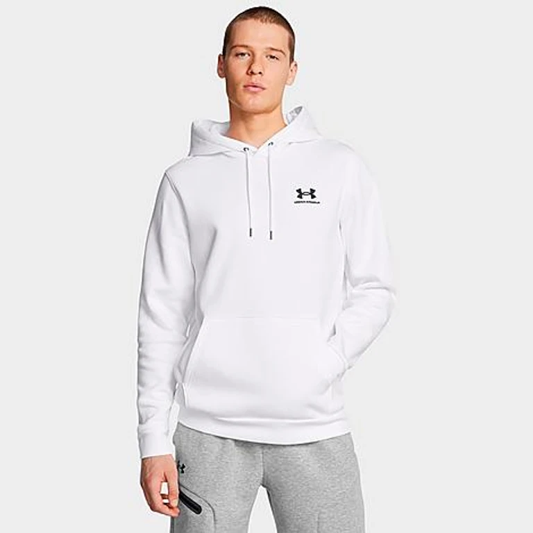 Men's Essential Icon Fleece Hoodie in White/Black Size: XS