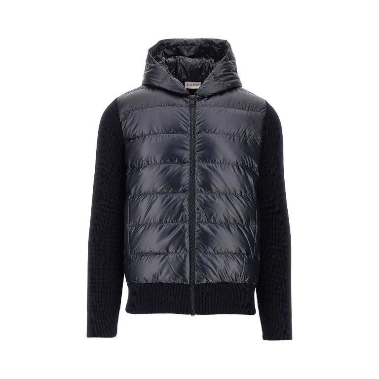 Padded nylon and wool cardigan Man S