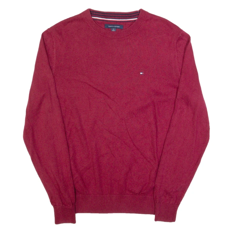 TOMMY HILFIGER Mens Jumper Red Tight Knit M
