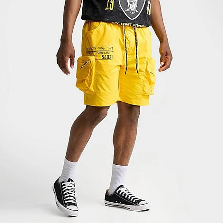 Smoke Rise Men's Nylon Cargo Shorts in Canary Yellow Size: Small