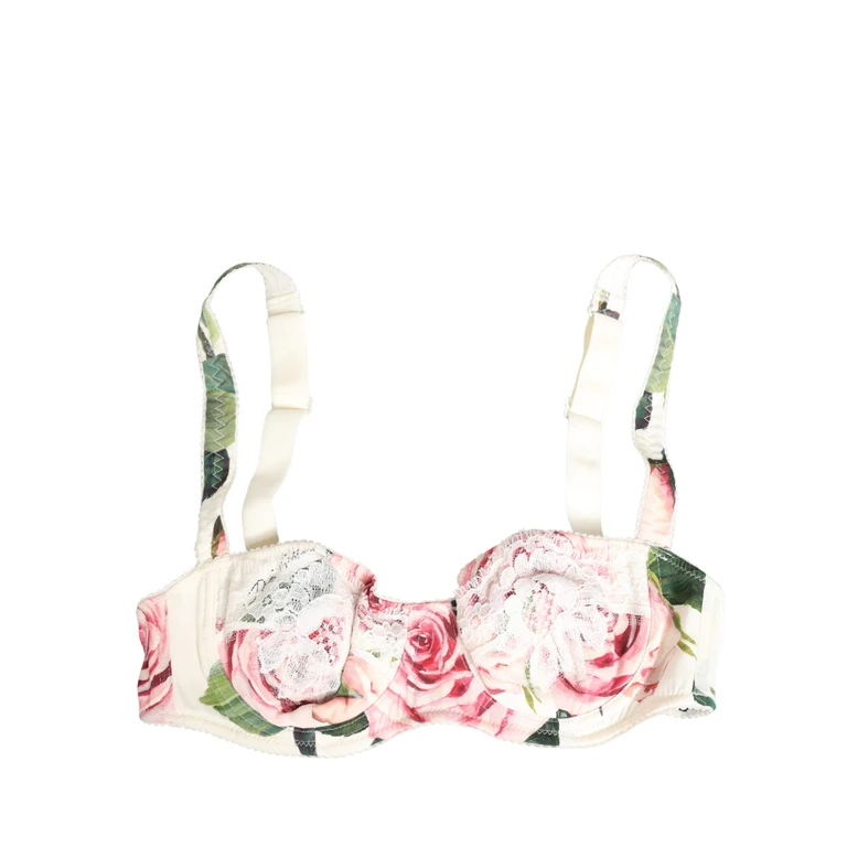 Multicolor Floral Semi-Pad Underwire Underwear Cotton Elastane Nylon Silk Clothing - Women