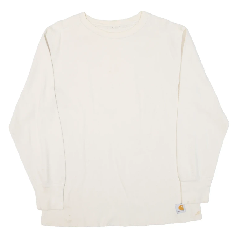 CARHARTT Mens T-Shirt Beige Long Sleeve L