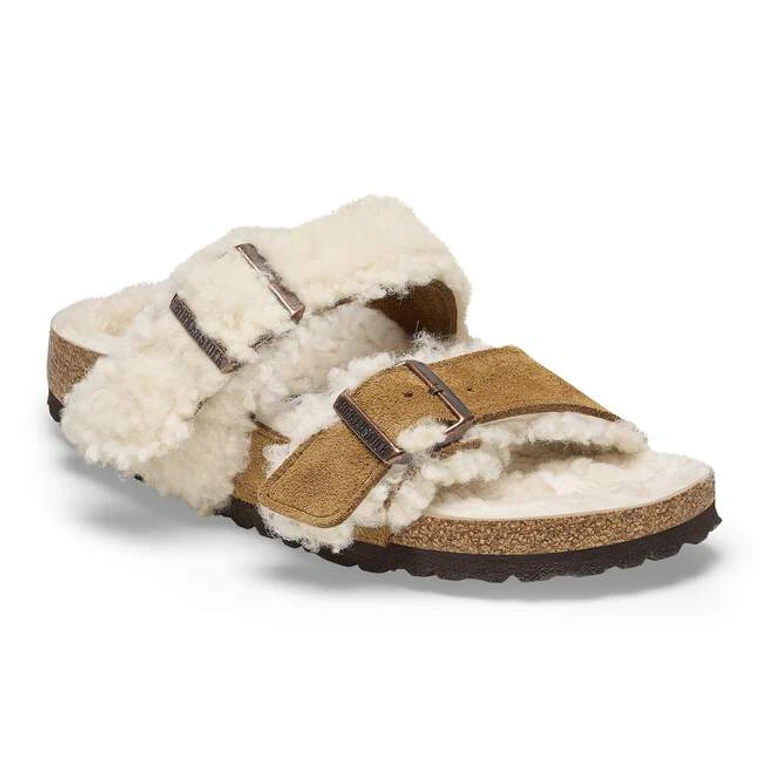 Unisex Arizona Split Teddy Parts Rivet Logo Suede Leather Fur Mink
