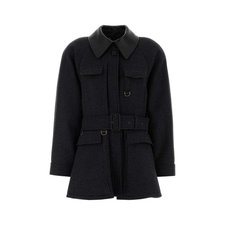 Chloé Embroidered Wool Coat Black Cappotti - Women