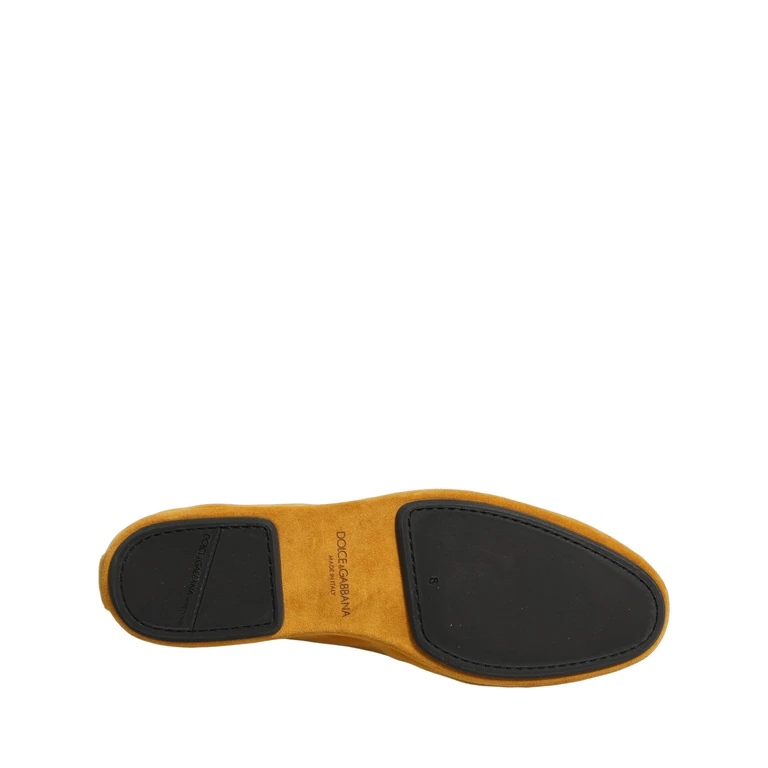 Dolce & Gabbana Yellow Velvet Dg Heart Loafers Flats Shoes Leather - Men