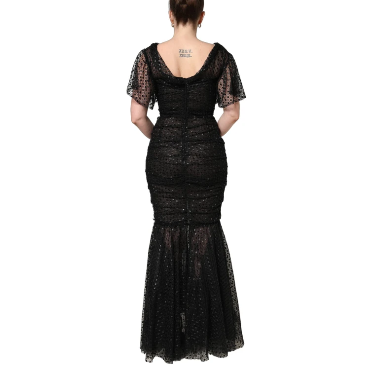Dolce & Gabbana Black Sequinned Mermaid Evening Gown Dress Polyester - Women