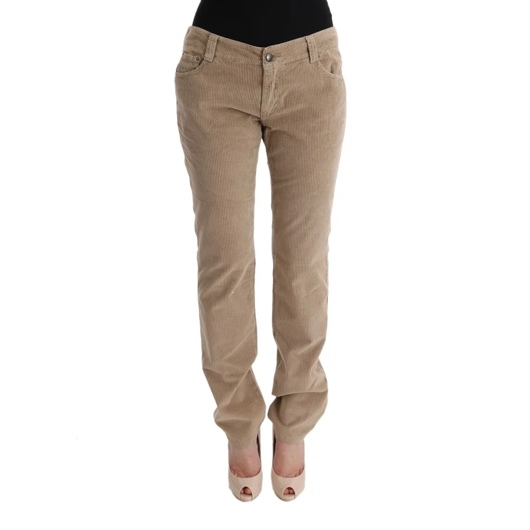 Ermanno Scervino Beige Cotton Velvet Regular Fit Pants - Women