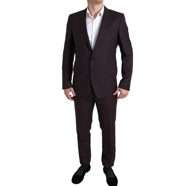 Dolce & Gabbana Maroon 2 Piece Single Breasted Martini Suit Virgin Wool - Men