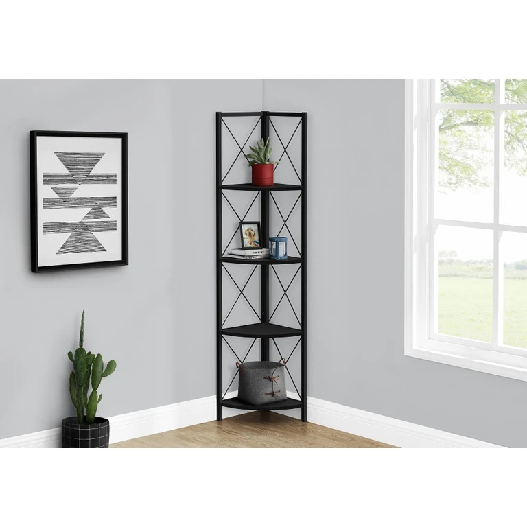 Jaden Black 4-Tier Corner Bookcase