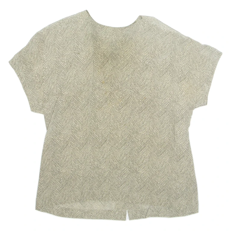 ELLEN TRACY Womens Printed Blouse Grey 90s Silk Herringbone M