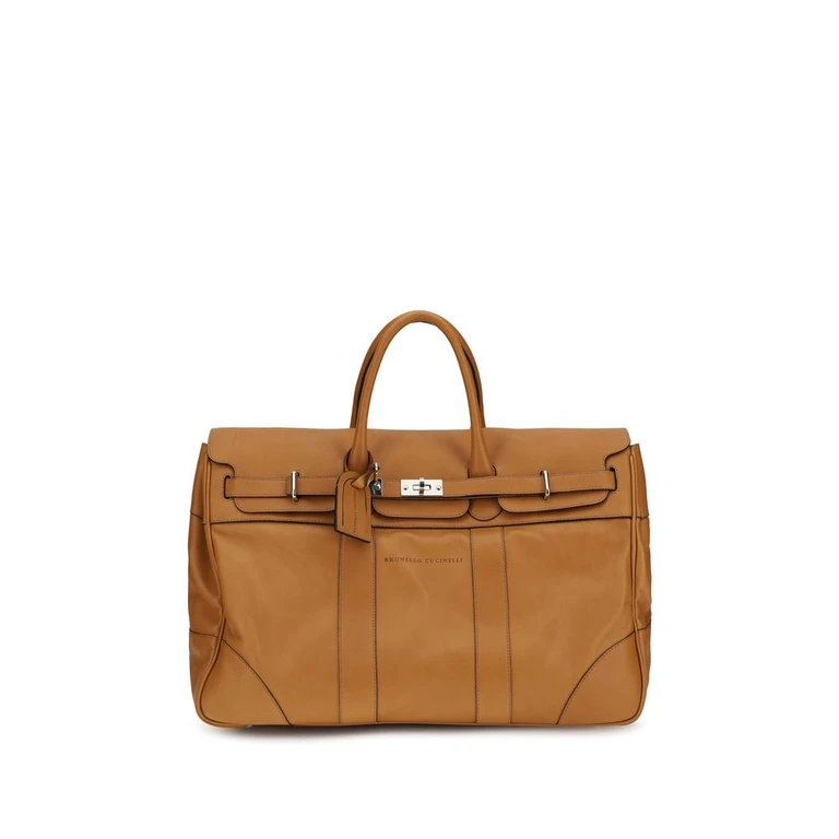 Brunello Cucinelli Brown Calf Leather Bos Taurus Luggage And Travel Bag - Men