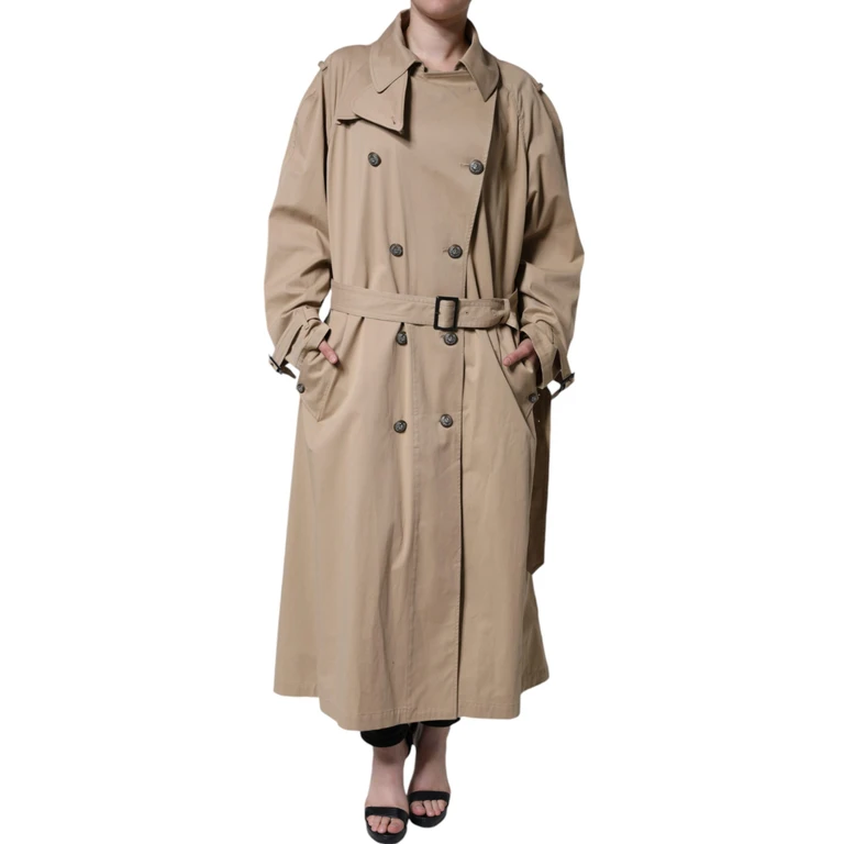 Dolce & Gabbana Khaki Double Breasted Trench Coat Jacket Cotton Elastane Clothing - Women