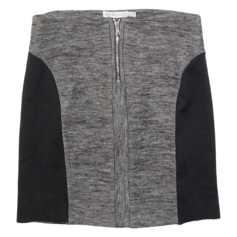 SEE BY CHLOE Womens Pencil Skirt Grey Short Wool UK 12