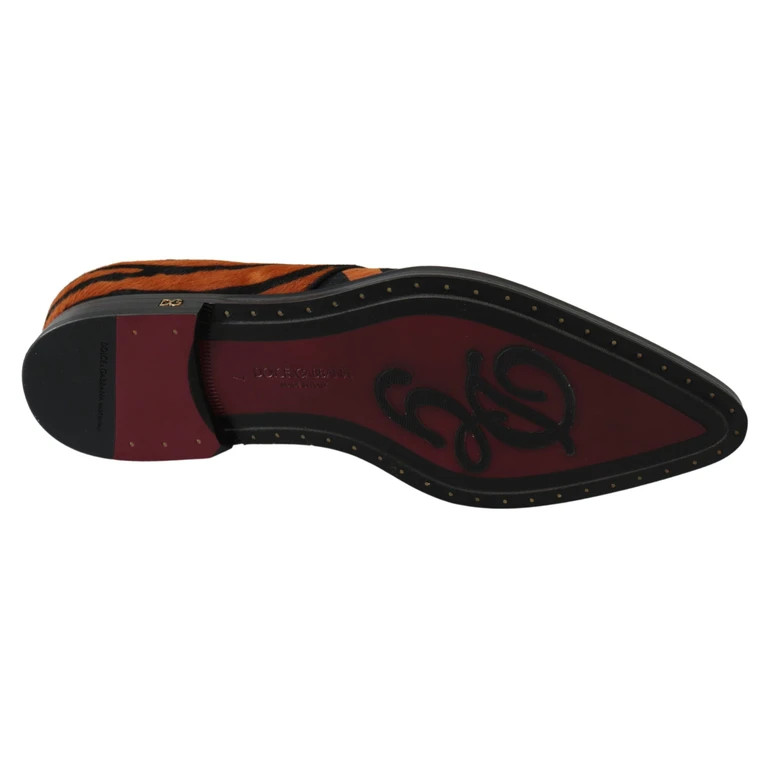 Dolce & Gabbana Orange Pony Hair Formal Dress Broque Shoes - Women