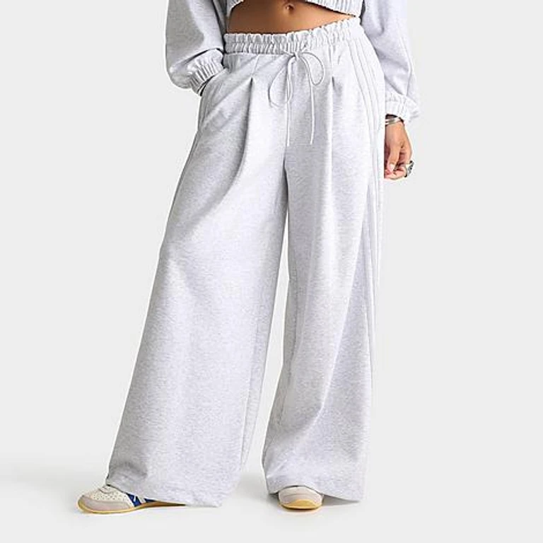 adidas Women's Originals Wide-Leg Sweatpants in Light Grey Heather Size: XS