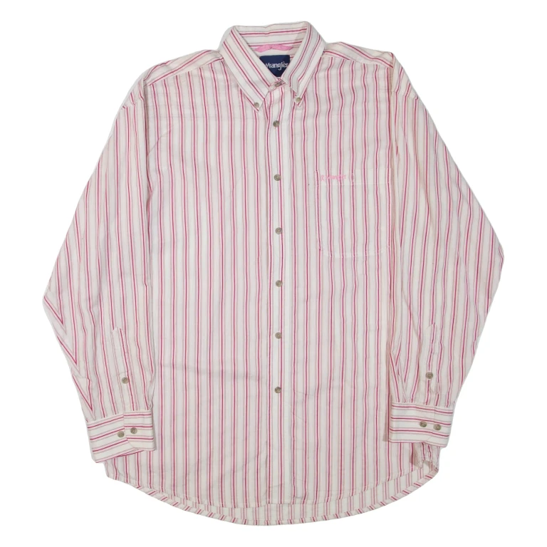 WRANGLER Mens Shirt Pink Striped Long Sleeve L