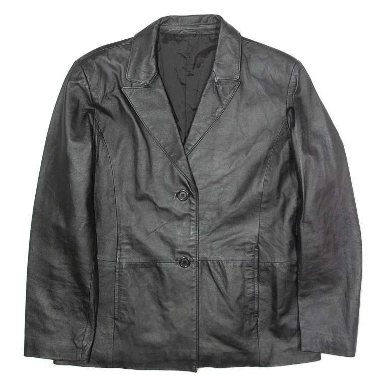 Womens Blazer Jacket Black Leather UK 16