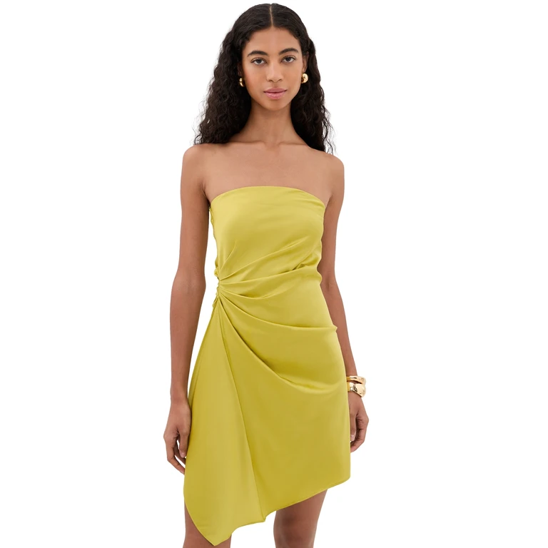 STAUD Adriana Silk Dress Citron 6
