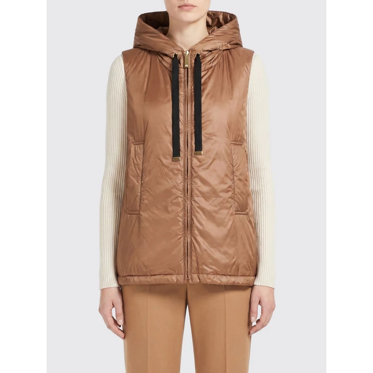 Padded Technical Fabric Vest with Hood and High Neck (2629296014600051)