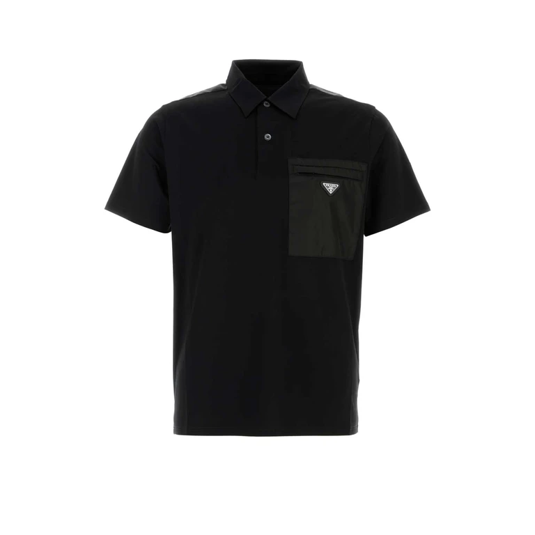 Black Stretch Cotton Polo Shirt Nero+nero Exterior: Elastane T-shirt - Men