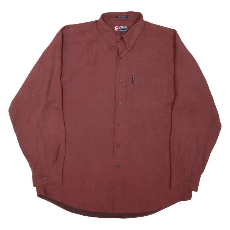 CHAPS RALPH LAUREN Mens Plain Shirt Maroon Long Sleeve XL