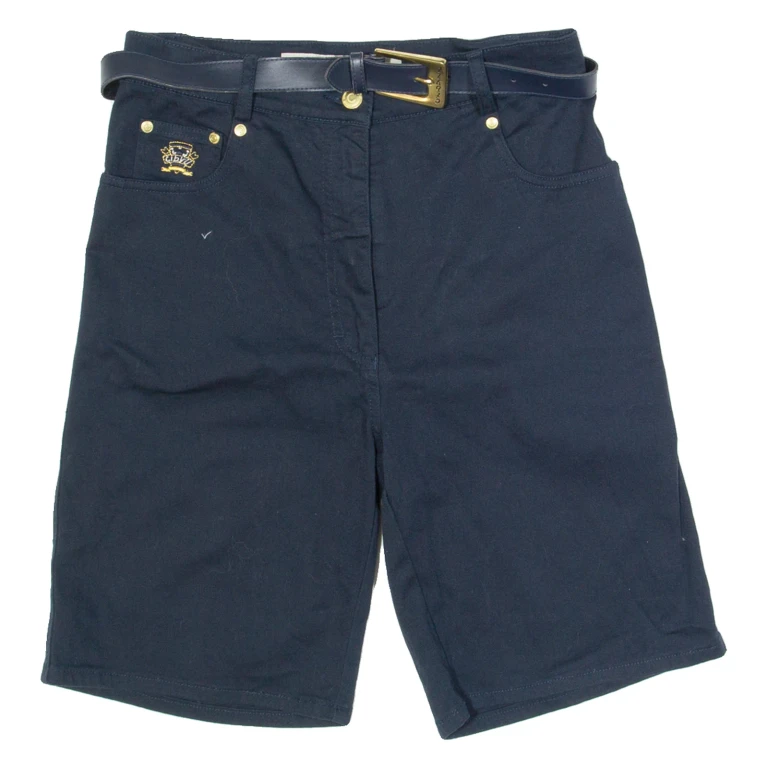 CYBILL Belted Mens Chino Shorts Blue Slim S W28