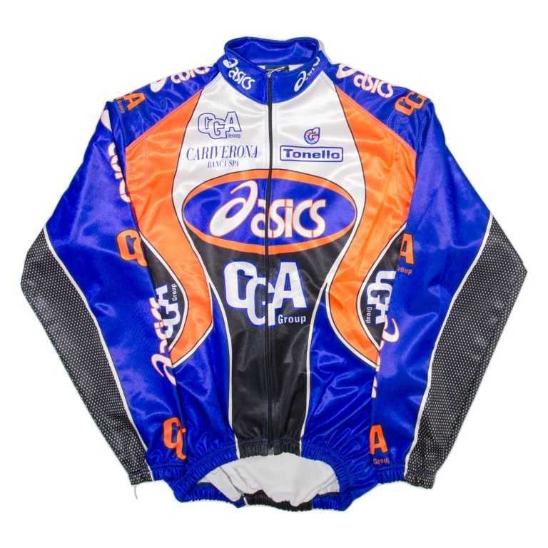 ASICS Full Zip Mens Jersey Blue Long Sleeve L