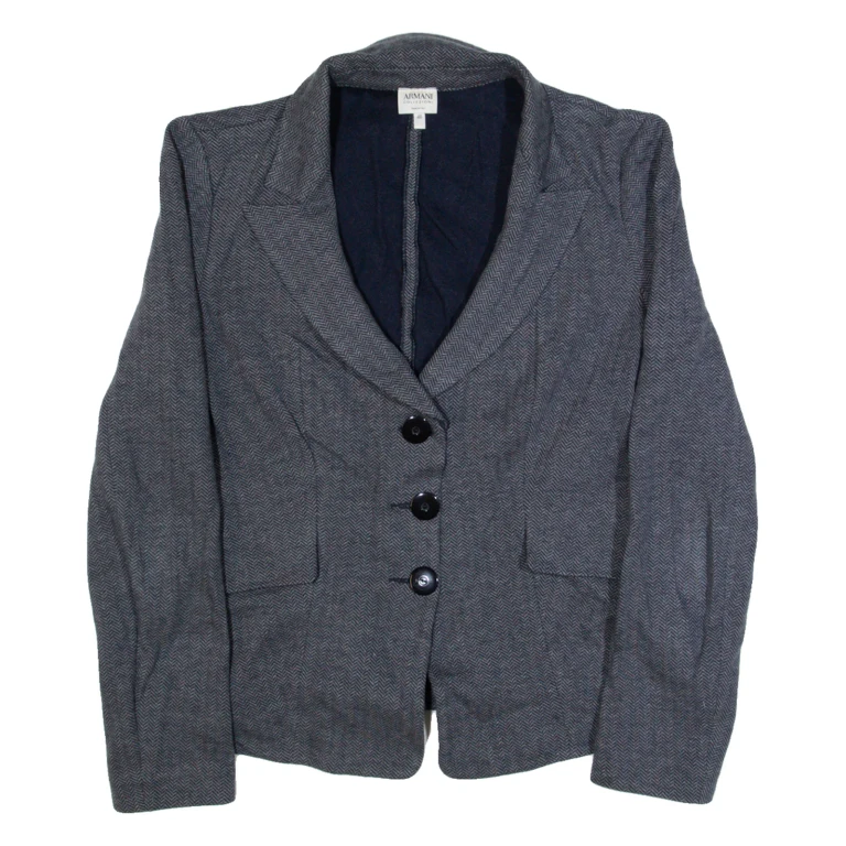 ARMANI COLLEZIONI Womens Blazer Jacket Grey 90s Chevron S
