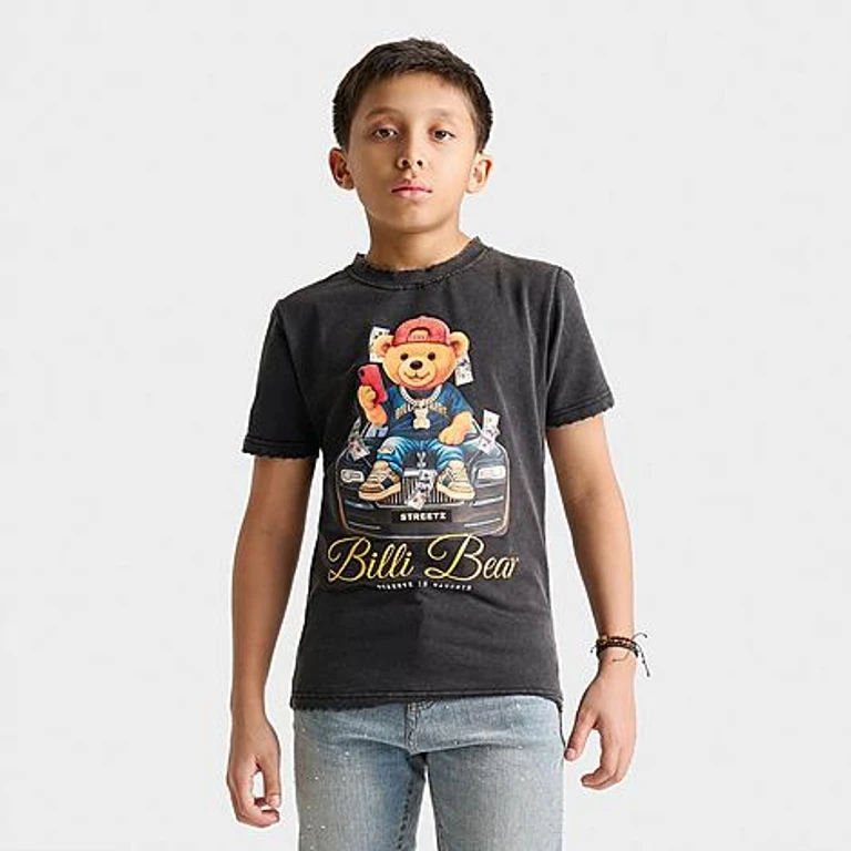 Big Kids Billi Bear T-Shirt in Black Wash Size: Small