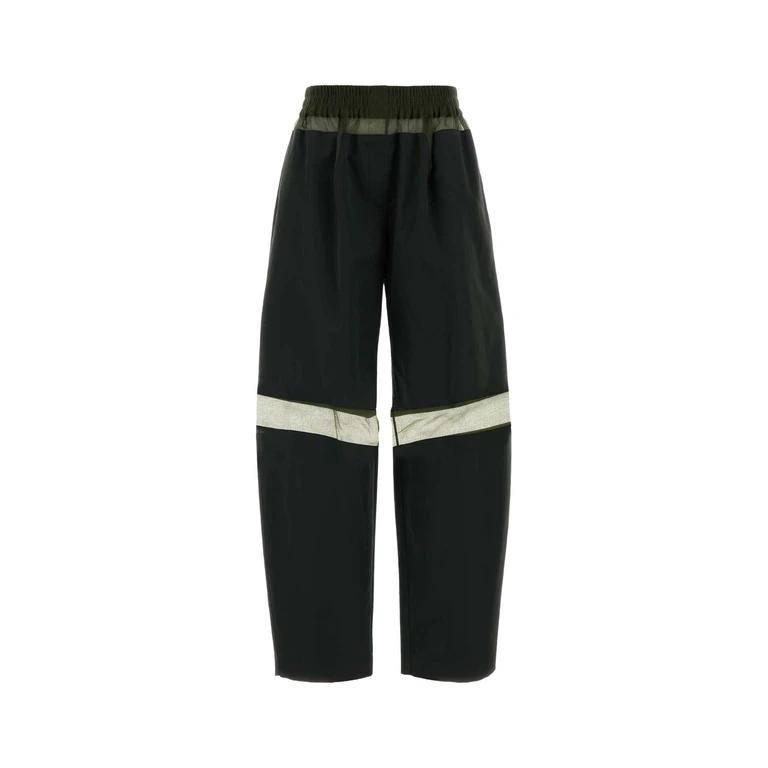 Fendi Olive Green Cotton Blend Pant Olive-26 Pantaloni - Women