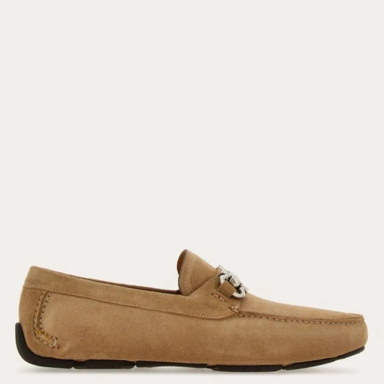 Ferragamo Gancini Ornament Driver Loafers, Size 9 EE
