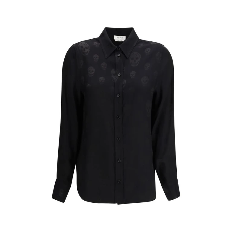 Black Viscose Pattern Shirt - Women