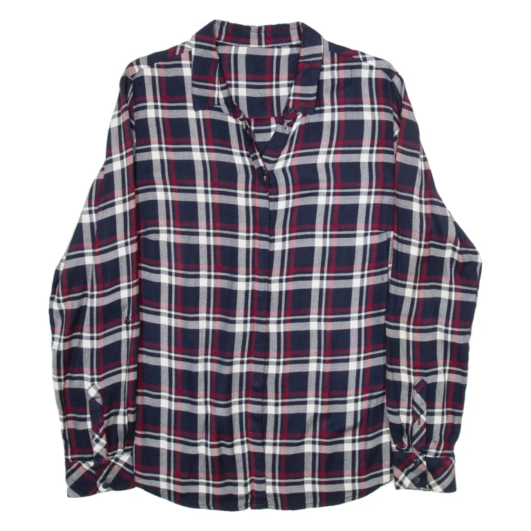 S. OLIVER Womens Shirt Blue Plaid Long Sleeve M