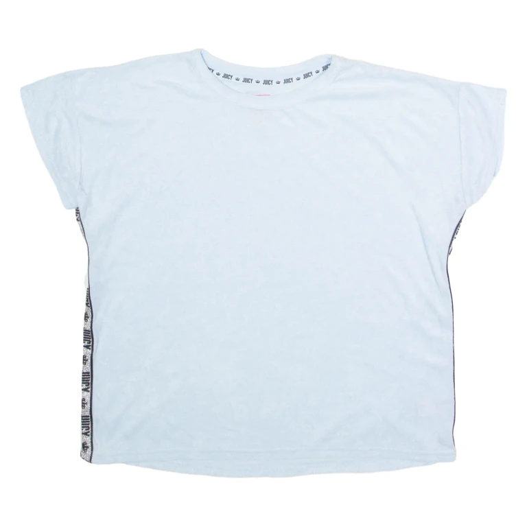 JUICY COUTURE Towelling Womens T-Shirt Blue Crew Neck XL