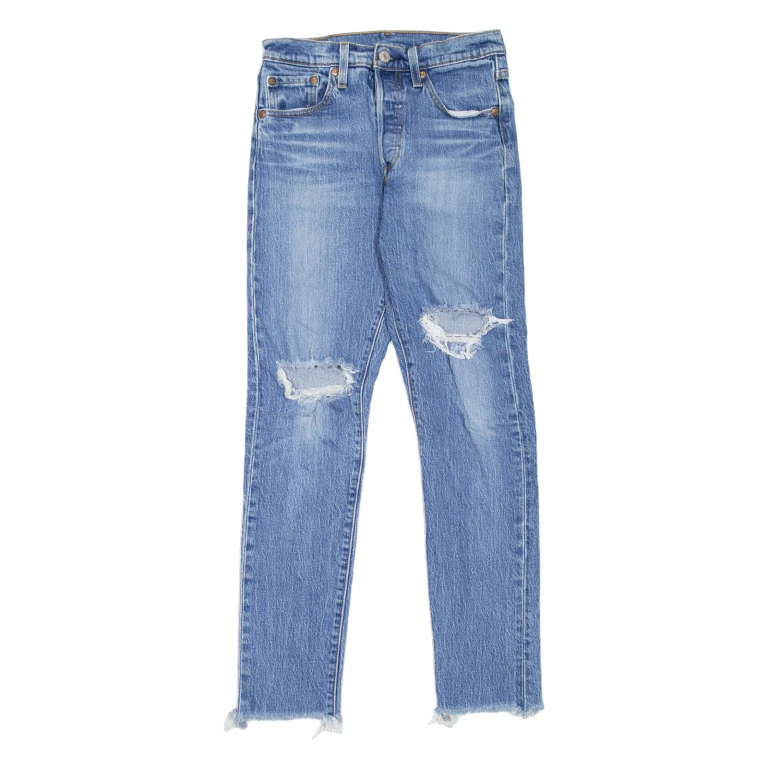 LEVI'S 501S Jeans Distressed Womens Blue Skinny Straight Stone Wash W25 L28