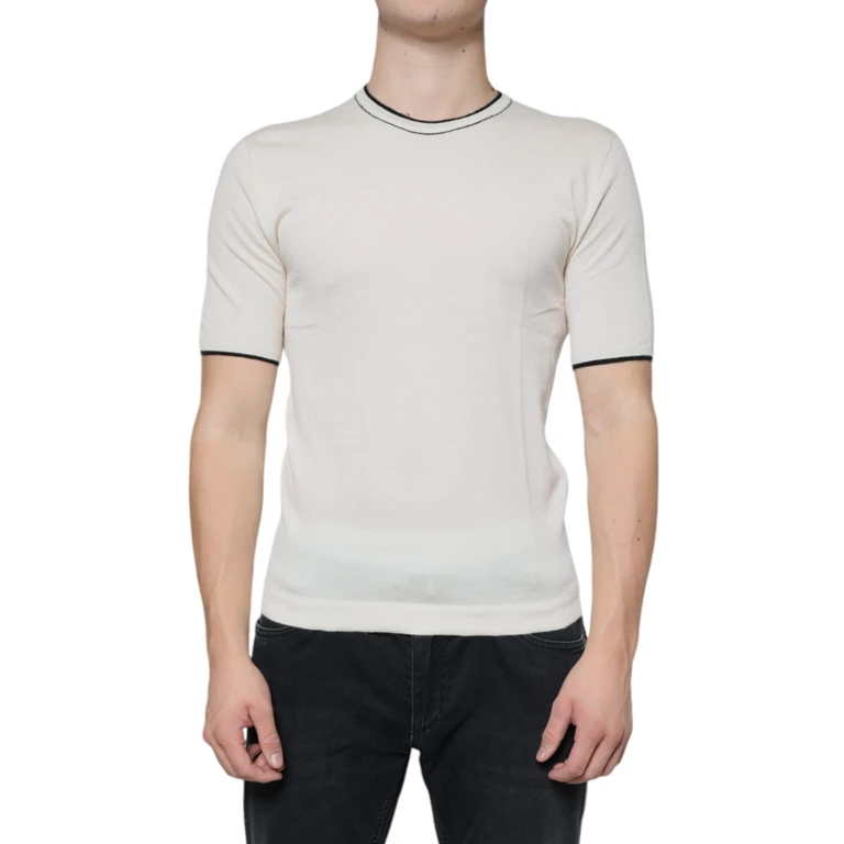 Dolce & Gabbana Off White Cashmere Short Sleeves T-Shirt - Men