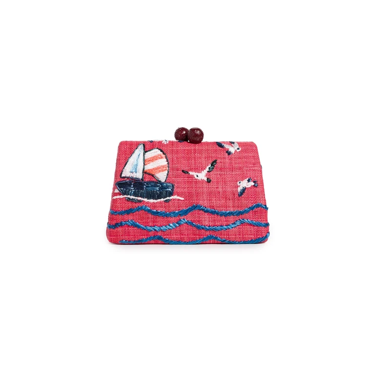Serpui Candice Boat Clutch Red One Size
